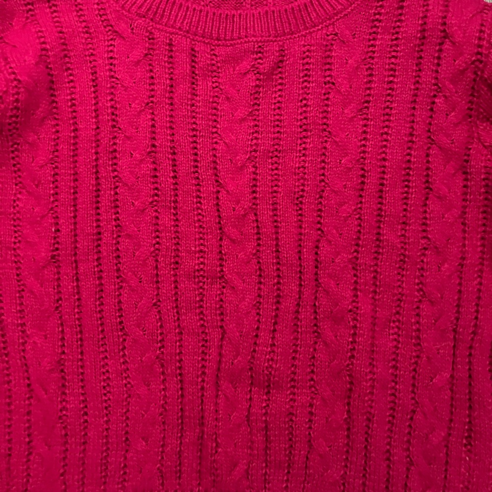 🌸 Active USA Cable Knit Crewneck Sweater in Bright Pink - Picture 3 of 4